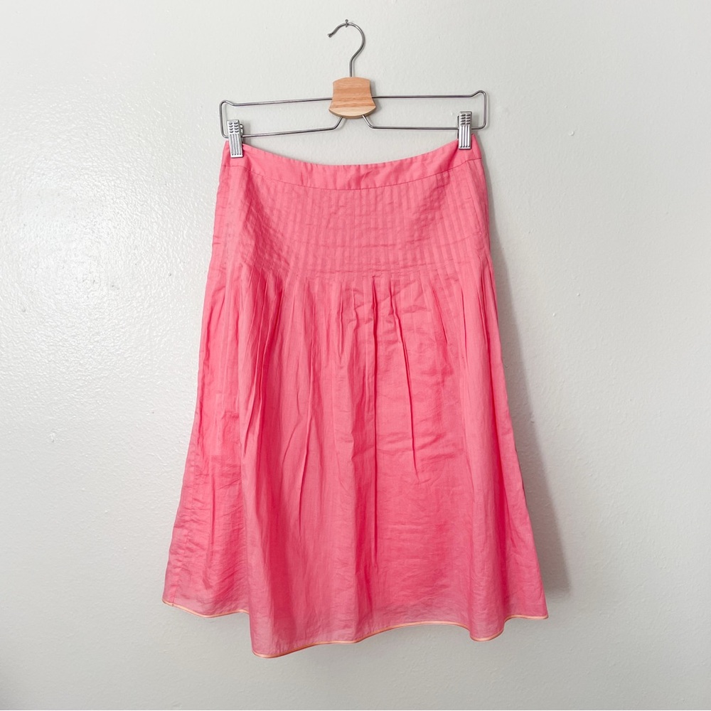 VTG Y2K J. Crew Pink Low-Rise Pleated Midi A-Line Skirt
